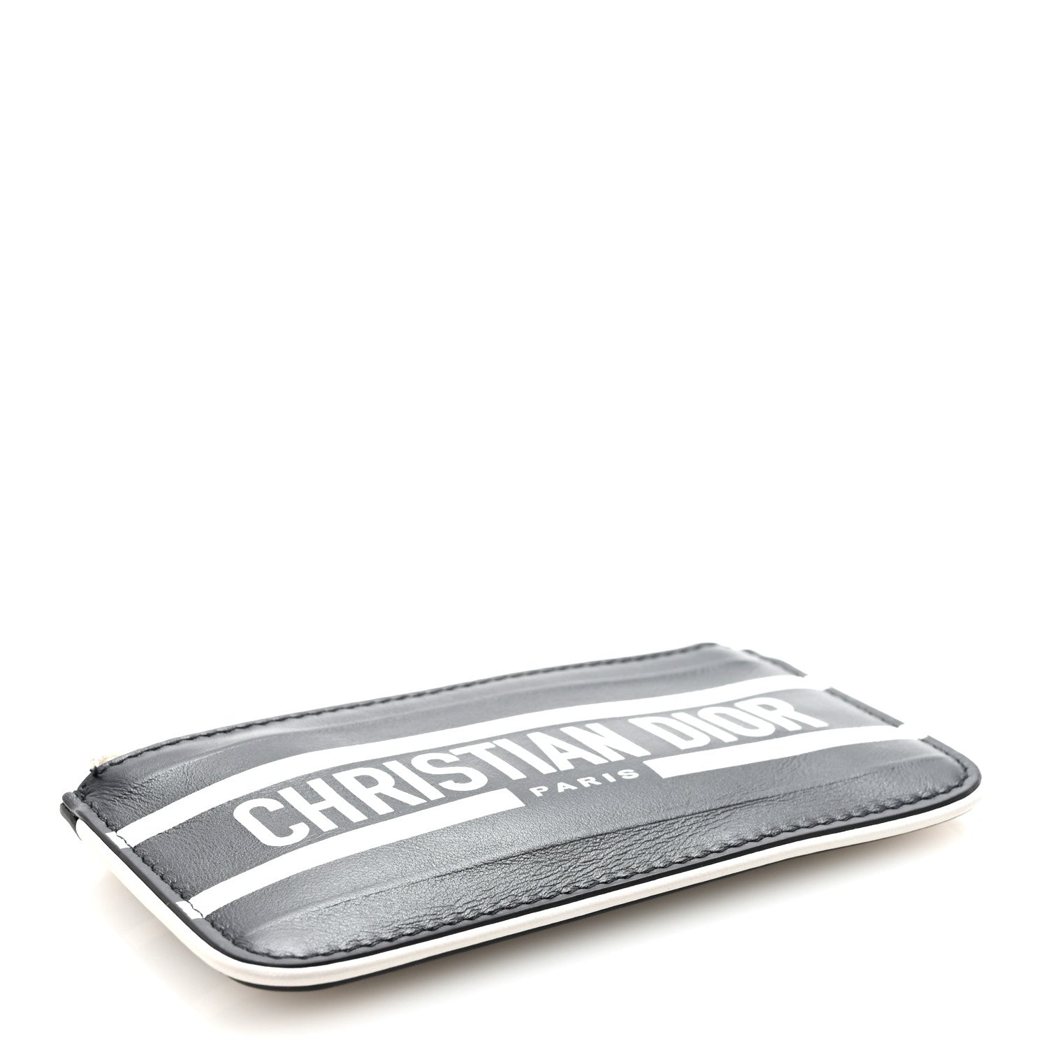 Calfskin Vibe Zip Key Wallet Blue White