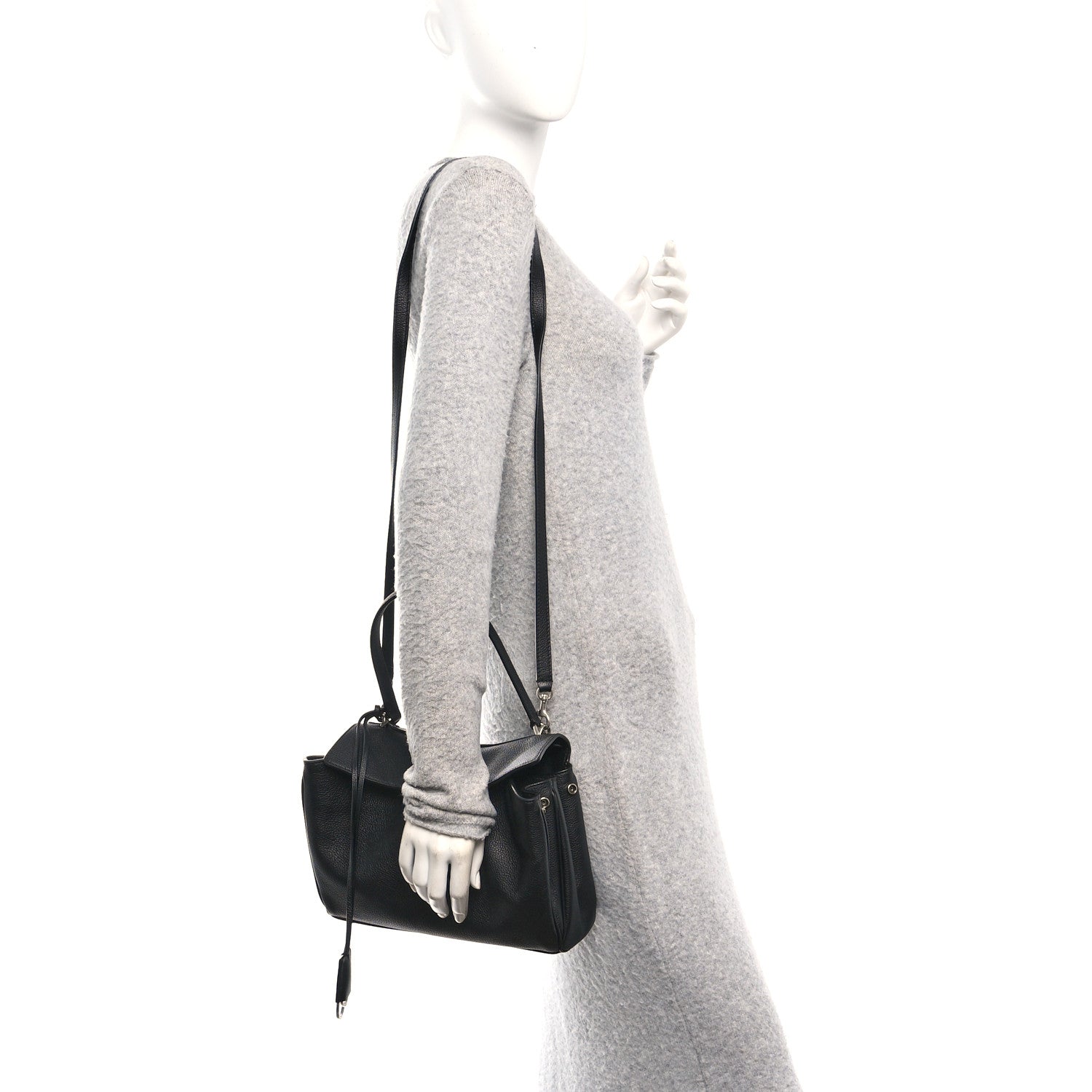 Grained Calfskin Small Rodeo Top Handle Handbag Black