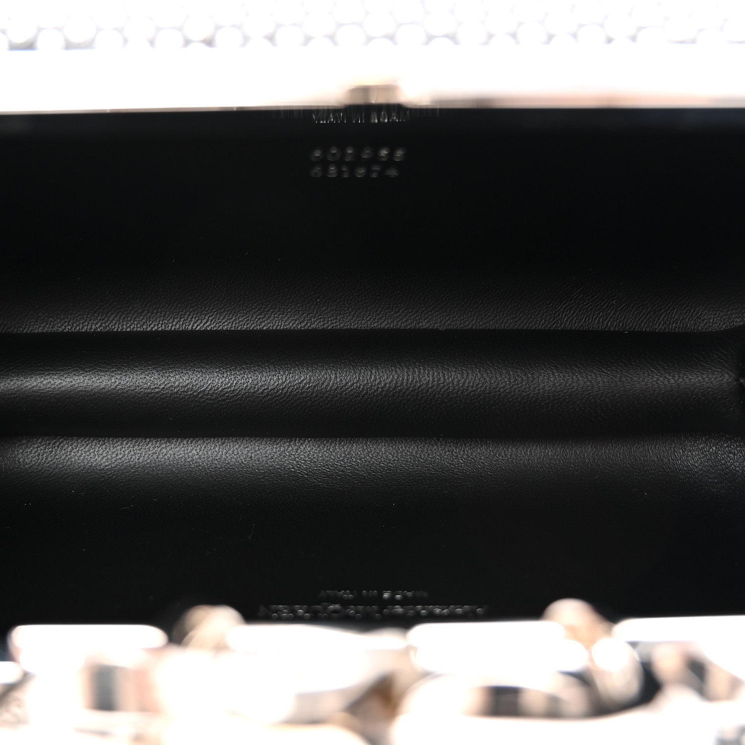 Calfskin Studded Skull Four Ring Knuckle Clutch Black