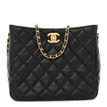 Lambskin Quilted Small Pearl Crush Hobo Black