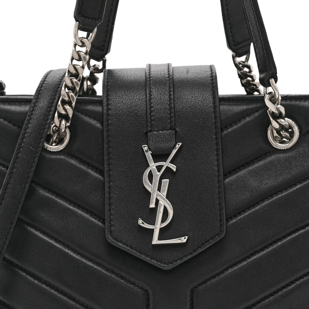 Calfskin Y Quilted Monogram Small Loulou Shopper Black