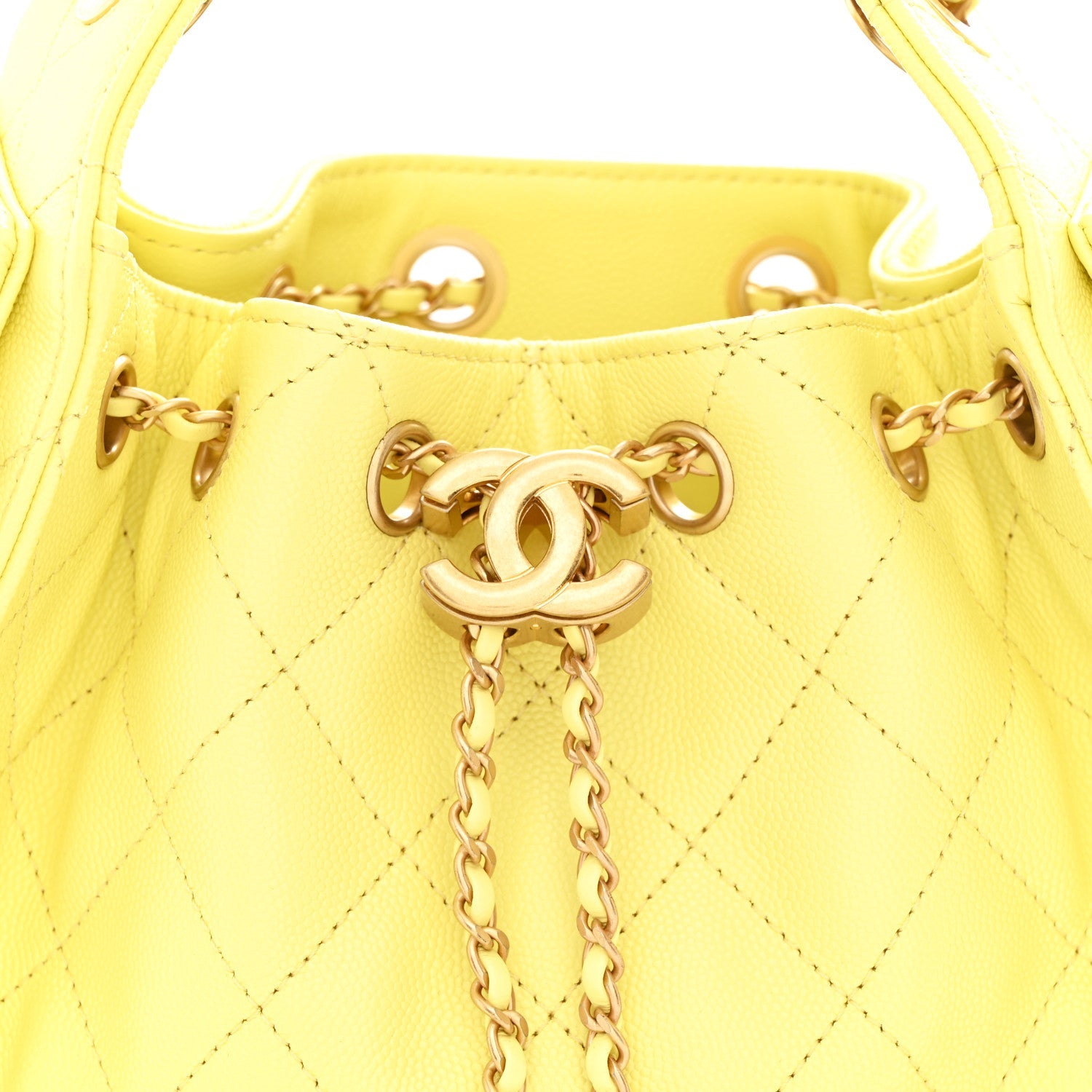 Caviar Quilted Mini Chanel 25 Handbag Light Yellow