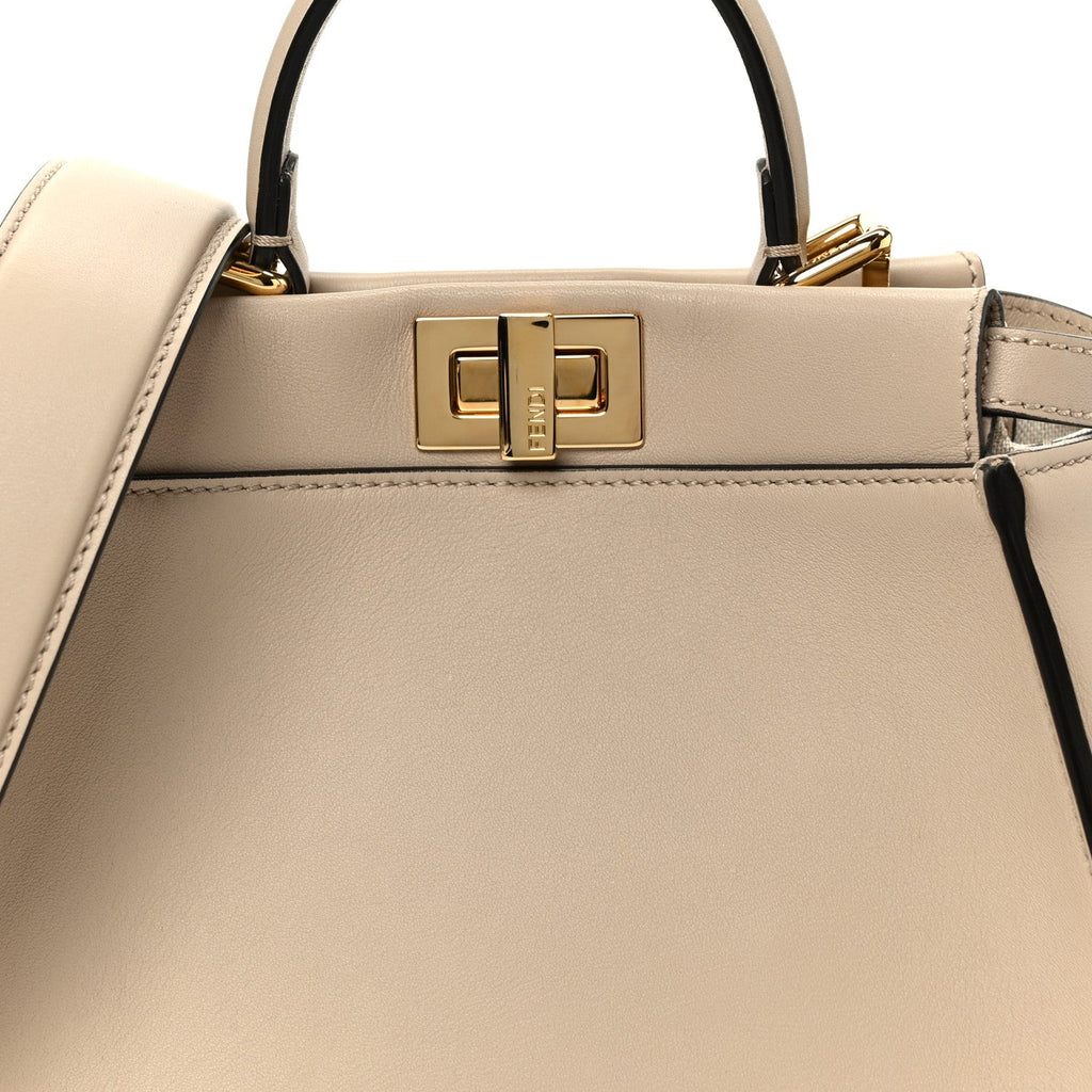 Vitello Seta Canvas FF Embroidered Mini Peekaboo Iconic Satchel Nuvola