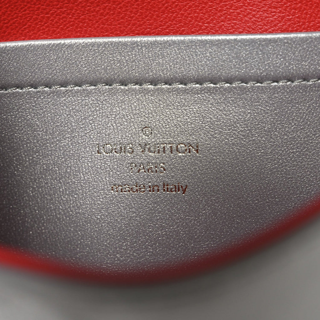 Metallic Lambskin Embossed Monogram Pochette Coussin Silver