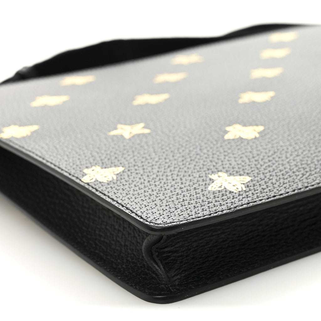 Grained Calfskin Bee Star Messenger Black