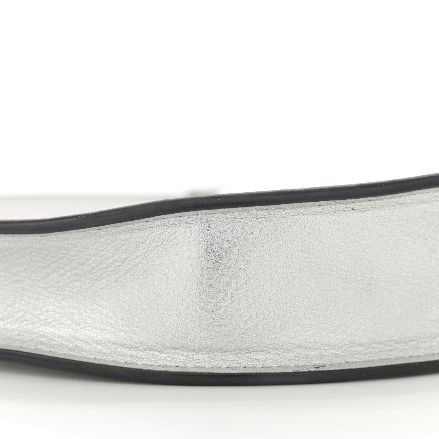 Metallic Grainy Calfskin Mini Vlogo Hobo Bag Silver