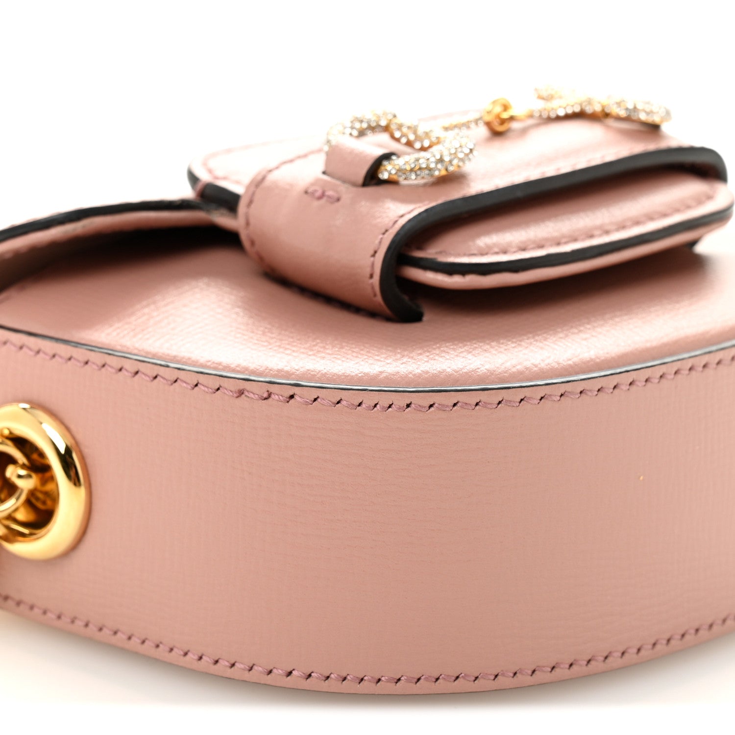 Azalea Calfskin Crystal GG Monogram Mini Horsebit 1955 Waist Bag Pink
