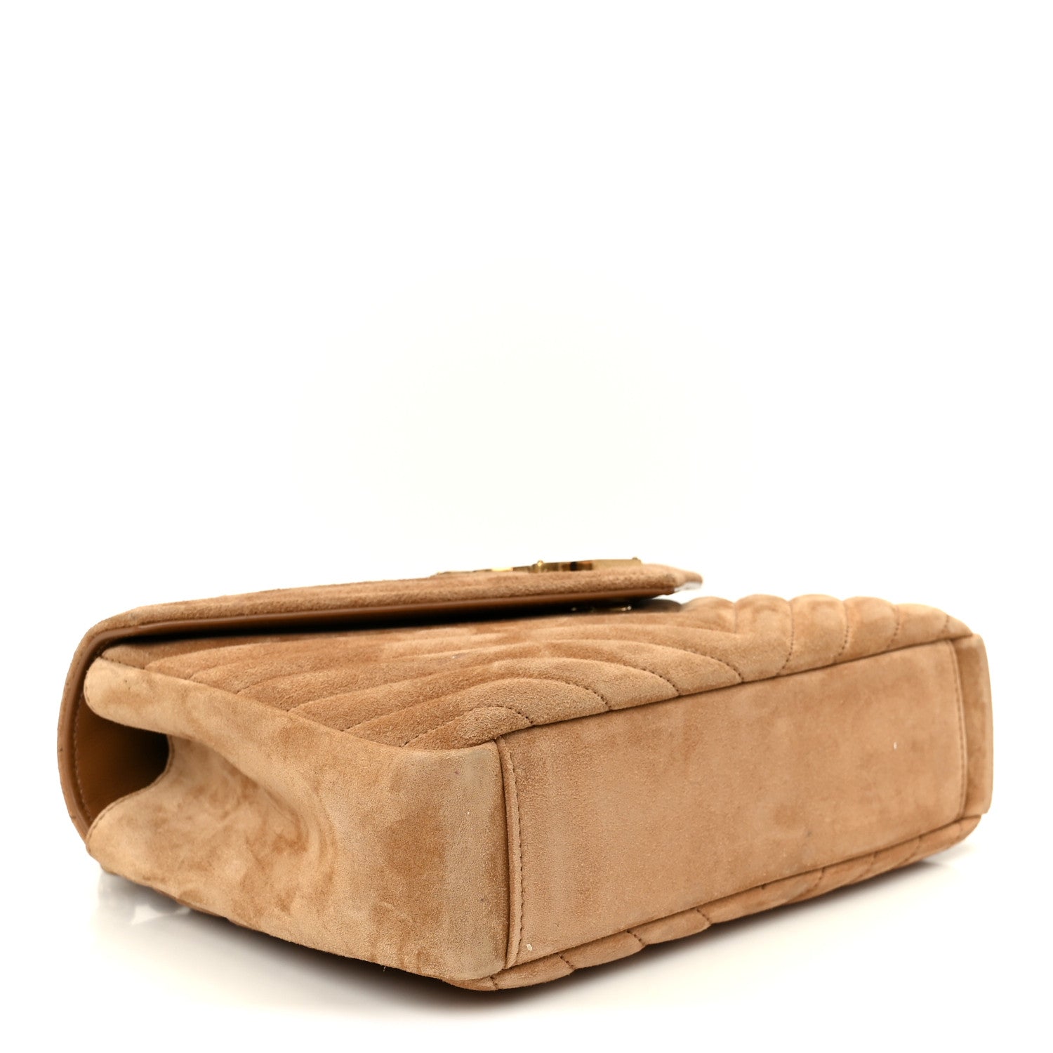 Suede Matelasse Chevron Monogram Medium College Bag Cinnamon