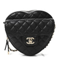 Lambskin Quilted CC In Love Heart Bag Black