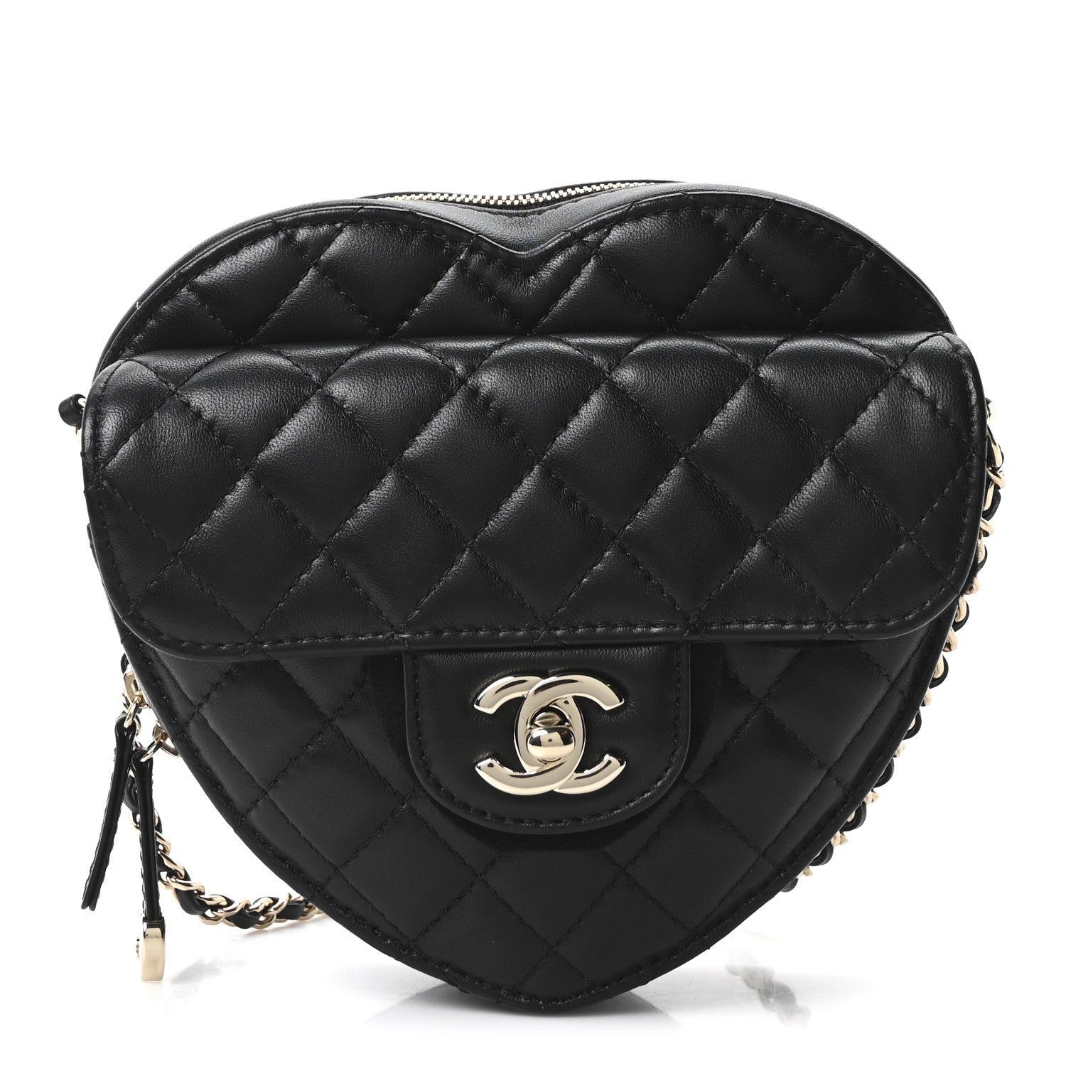 Lambskin Quilted CC In Love Heart Bag Black