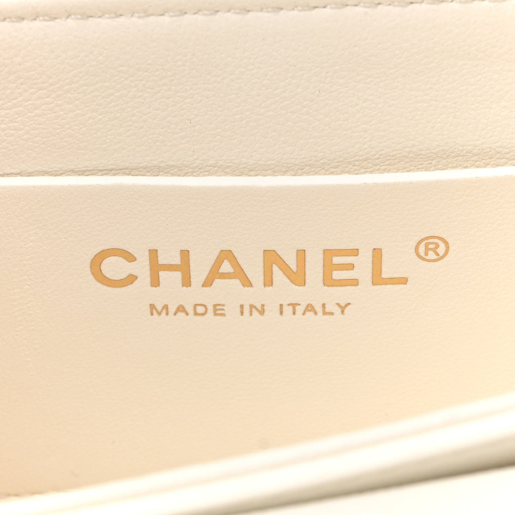 Caviar Quilted Mini Top Handle Flap White