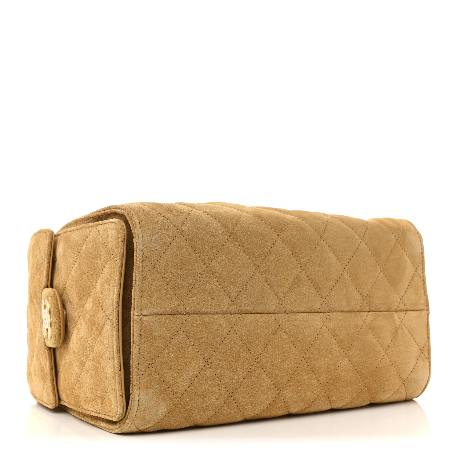 Suede Quilted Small Chanel 25 Handbag Beige