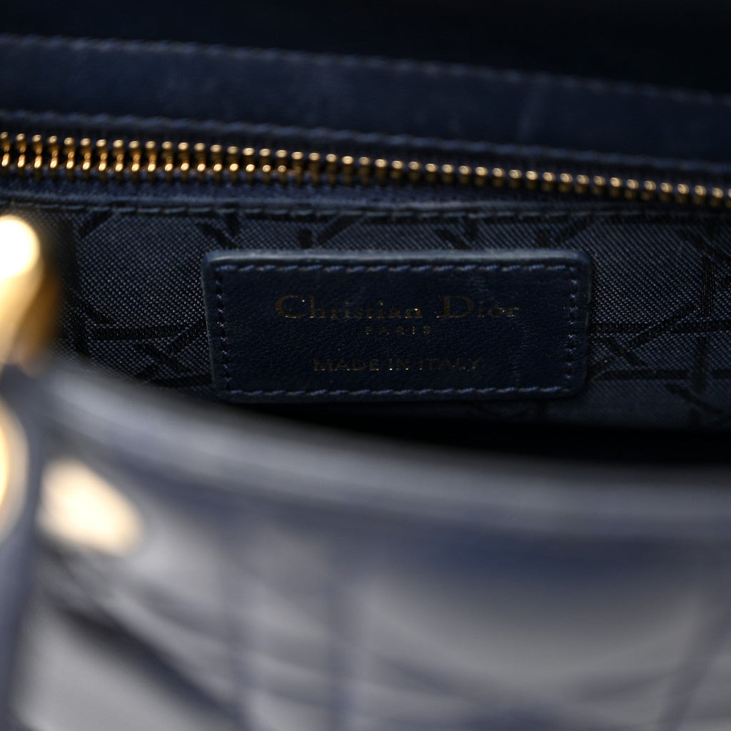 Lambskin Cannage Small Lucky Badges My Lady Dior Navy