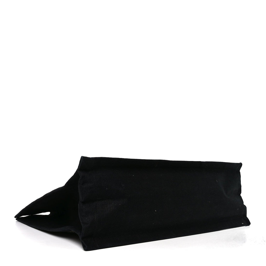 Embroidered Cotton Linen Rive Gauche Noe Tote Black Beige