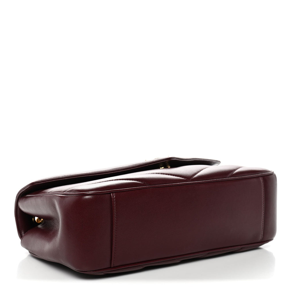 Lambskin Chevron Quilted Medium LouLou Rouge Cabernet