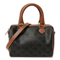Triomphe Canvas Calfskin Small Boston Bag Tan