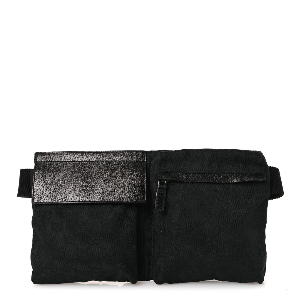 GG Monogram Double Pocket Belt Bag Black