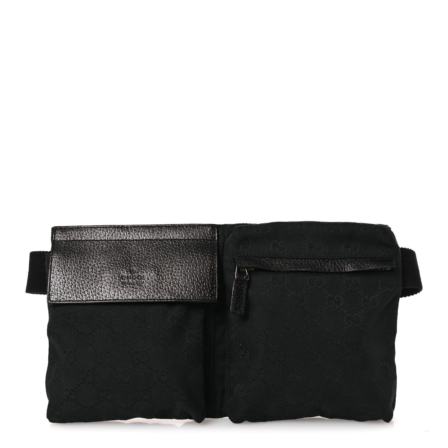 GG Monogram Double Pocket Belt Bag Black