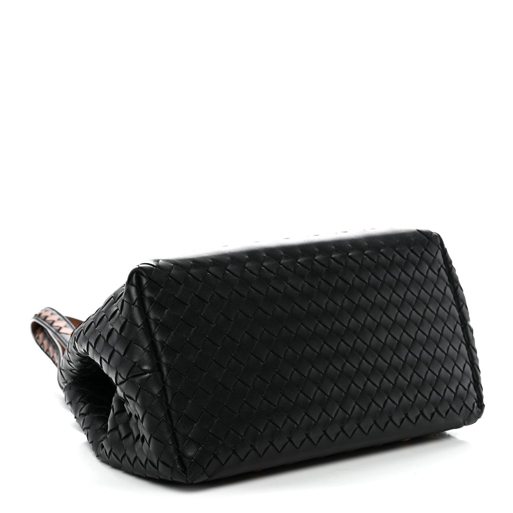 Nappa Intrecciato Perforated Small Cesta Tote Black Multicolor
