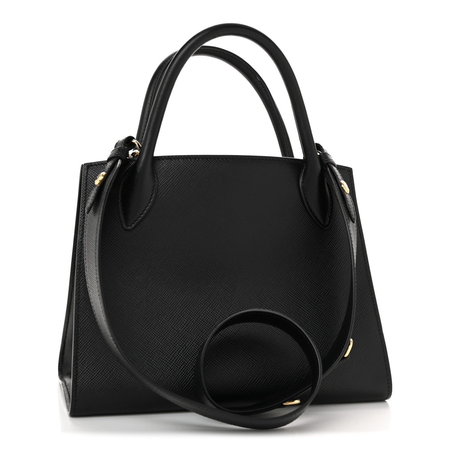 Saffiano Cuir Calfskin Small Monochrome Top Handle Tote Black