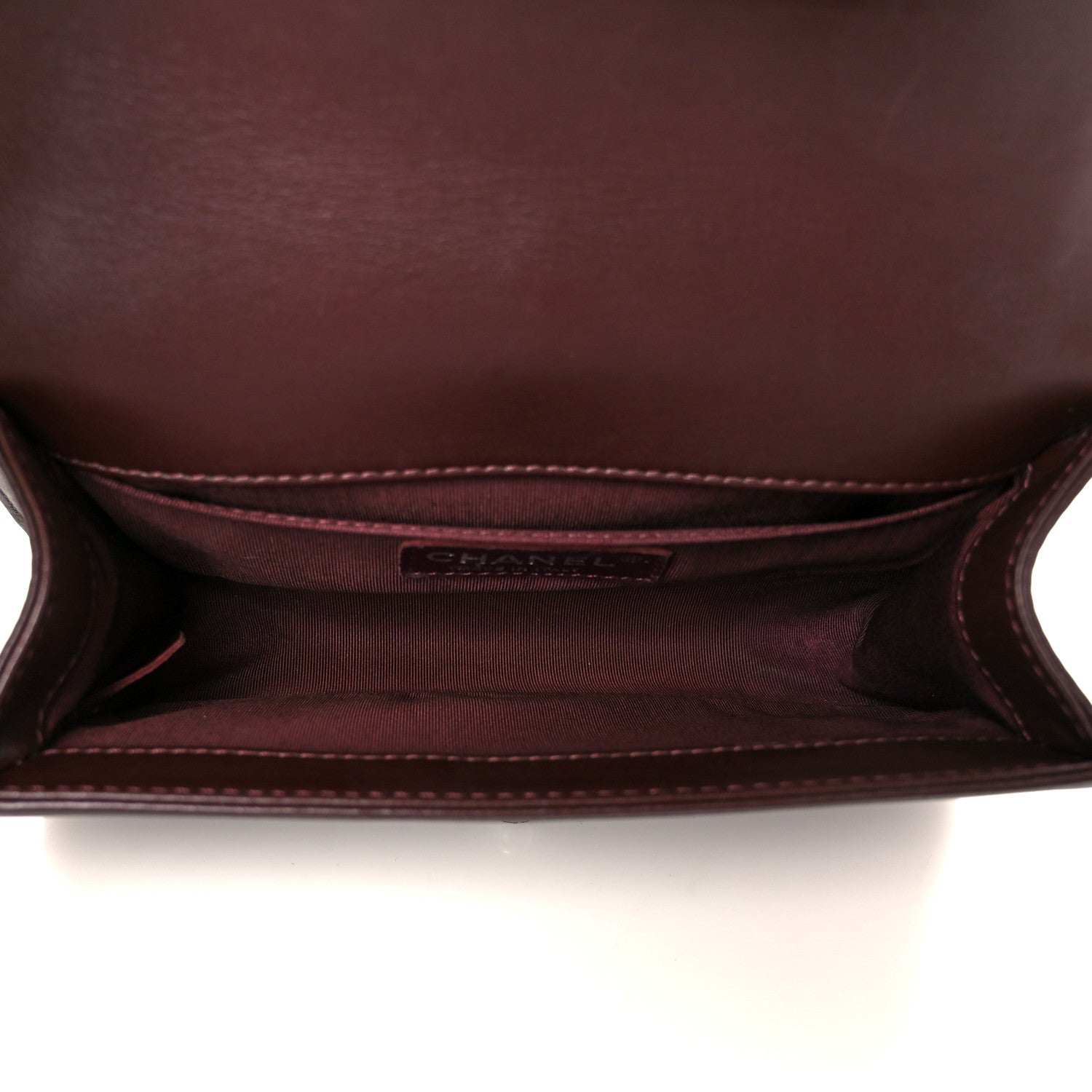 Calfskin Chevron Quilted Small Boy Flap Burgundy