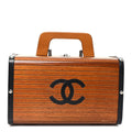 Wood Lambskin CC Vanity Case Brown Black