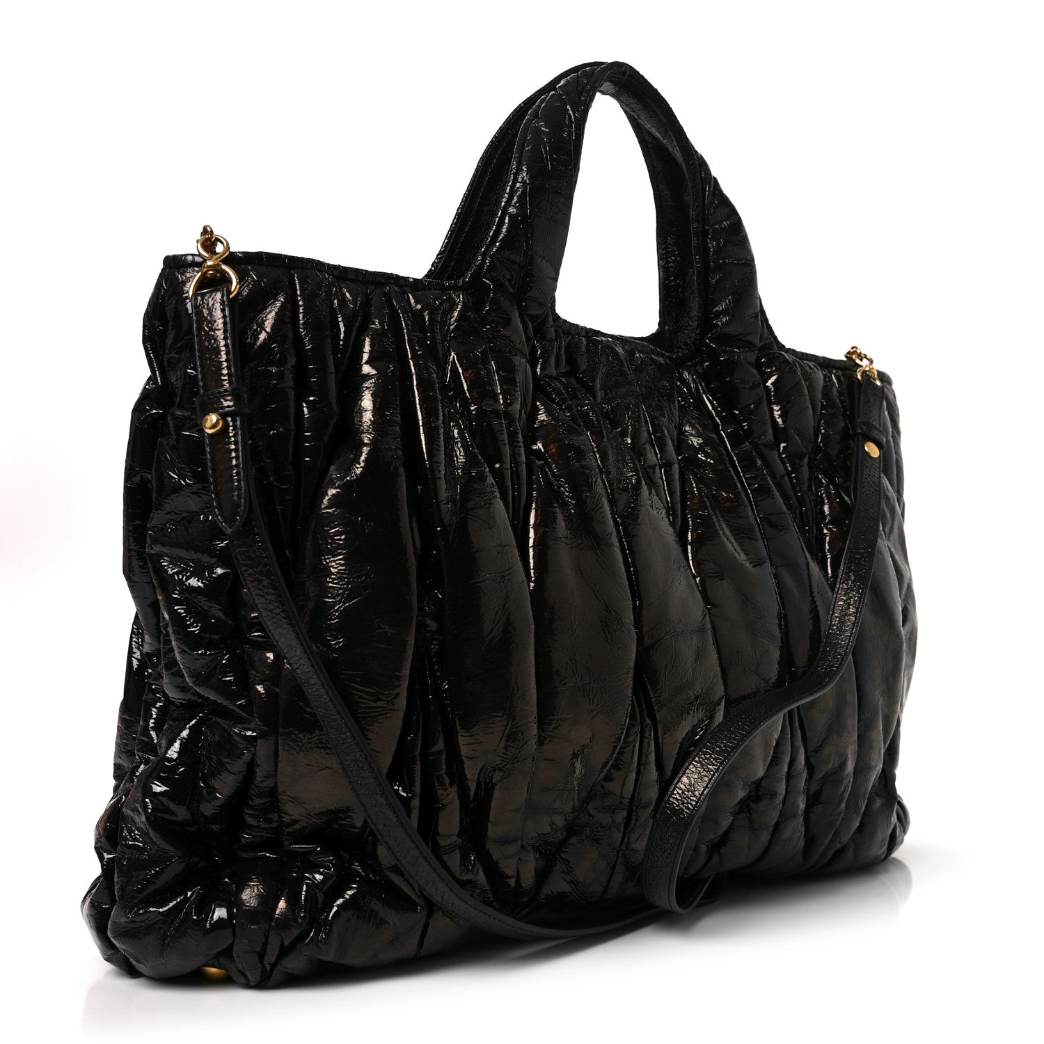 Nappa Matelasse Top Handle Black