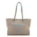 Mixed Fibers Calfskin Small Deauville Tote Grey Light Blue