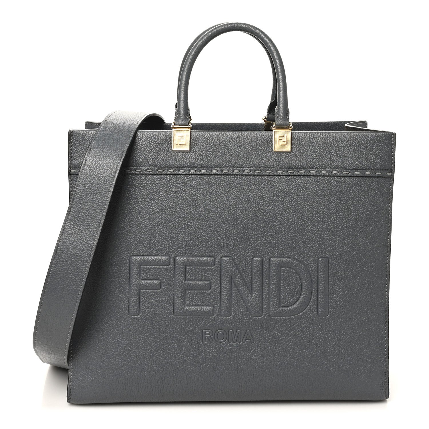 Vitello Cher Logo Debossed Medium Fendi Sunshine Shopper Tote Real Tempesta