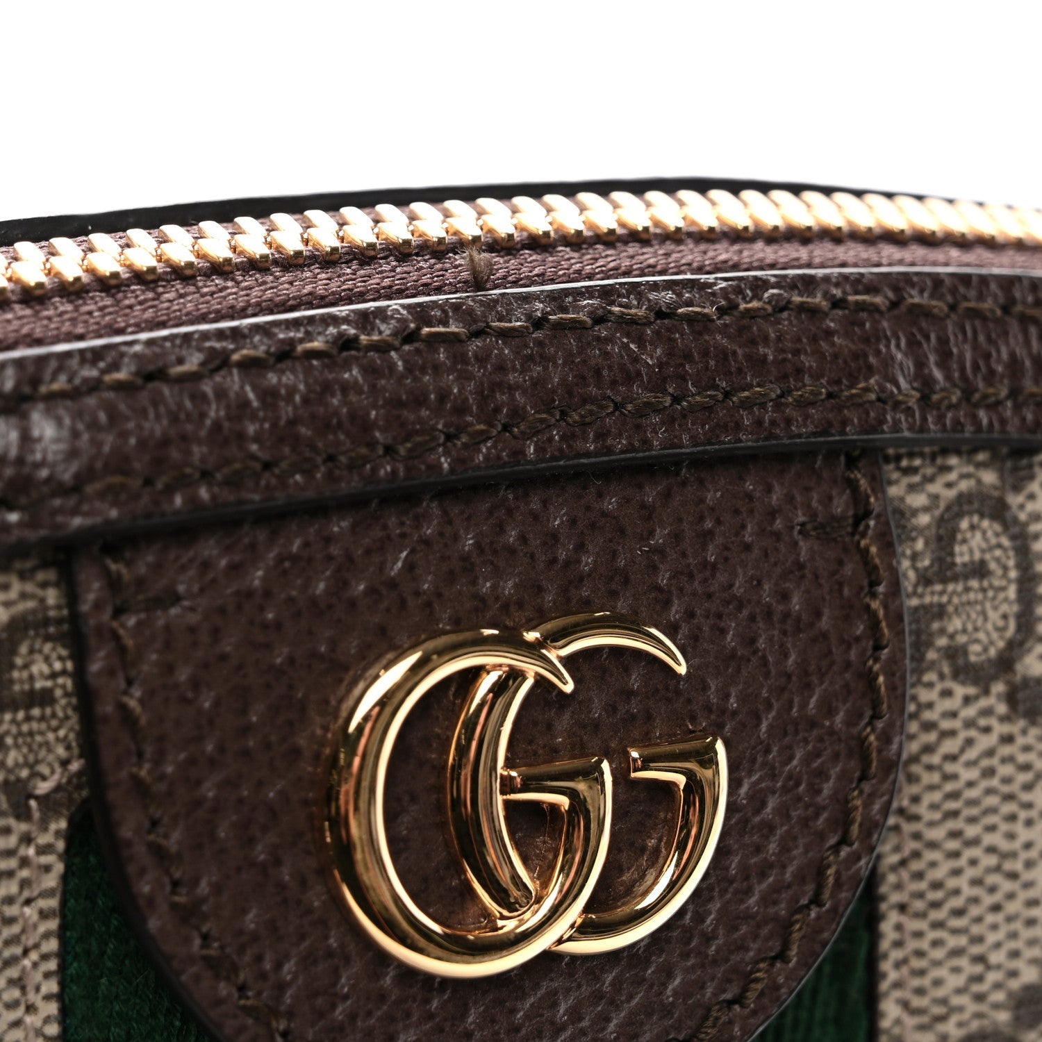 GG Supreme Monogram Textured Dollar Calfskin Web Small Ophidia Dome Shoulder Bag Beige Ebony New Acero
