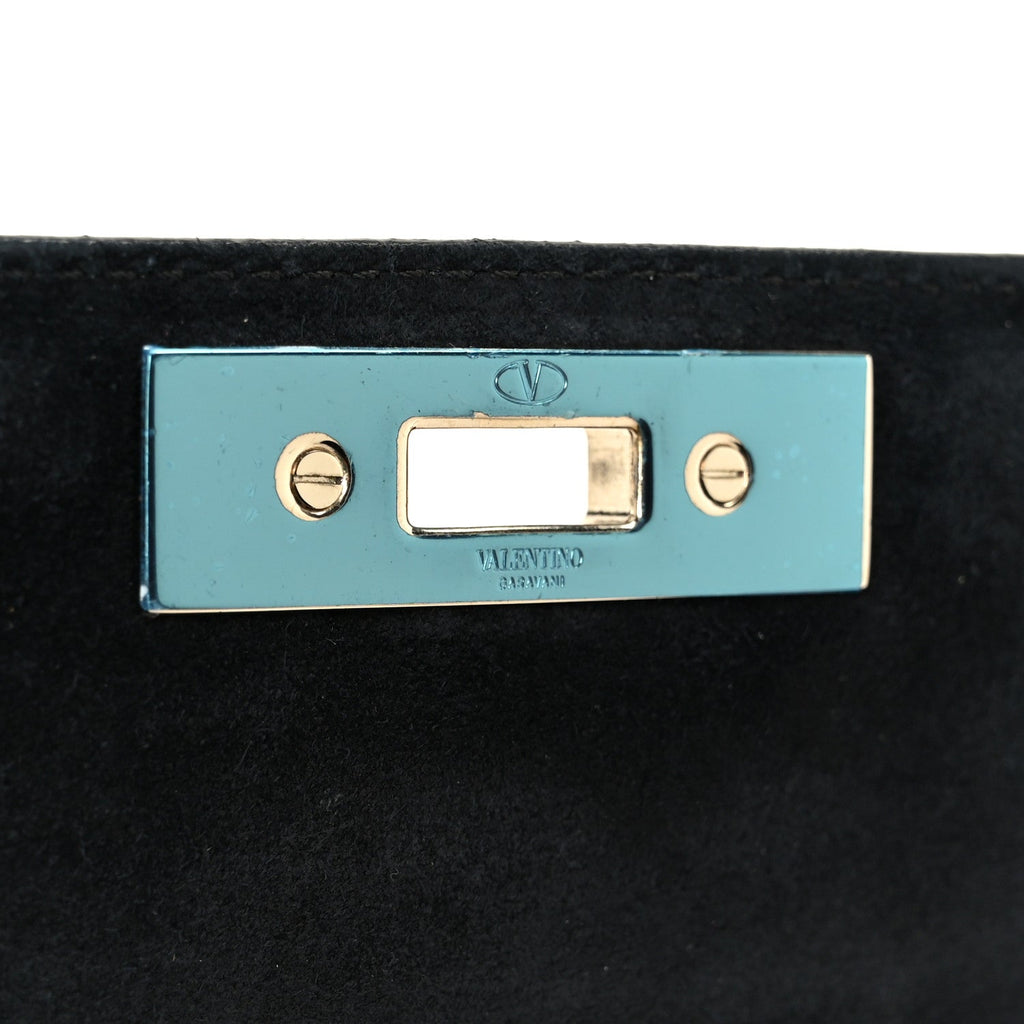 Vitello Rockstud All Over Demilune Shoulder Bag Black