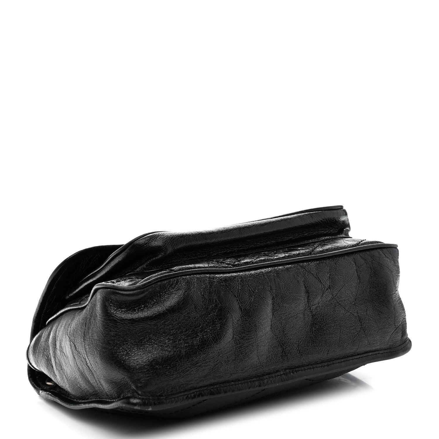 Crinkled Calfskin Matelasse Monogram Medium Niki Chain Satchel Black