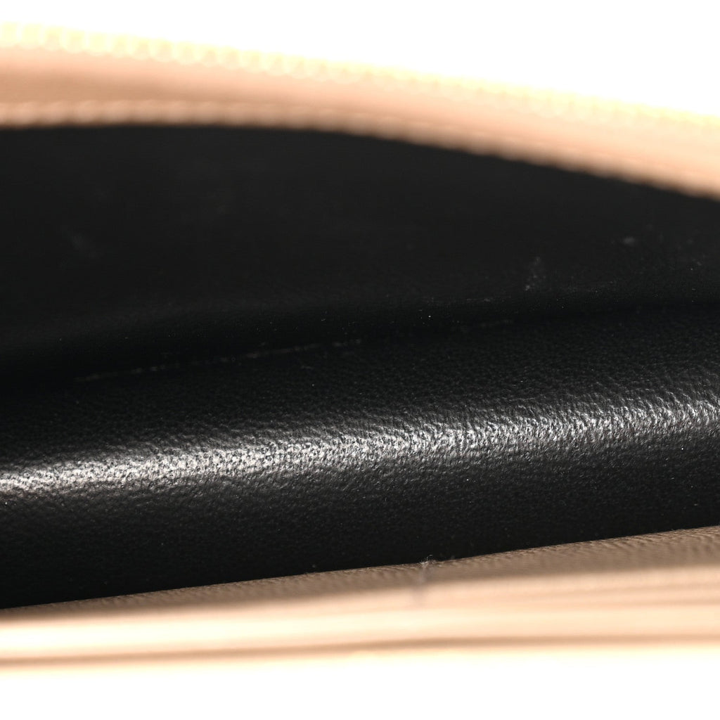 Grain De Poudre Matelasse Chevron Monogram Envelope Chain Wallet Dark Beige