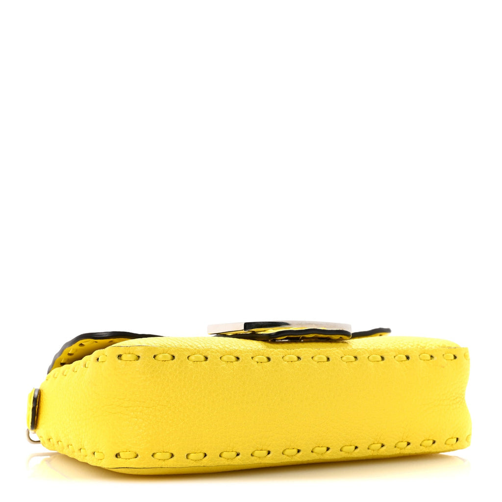 Cuoio Roma Sellerissima Nappa Sintetica Tape Stitch Mini Baguette Acid Yellow