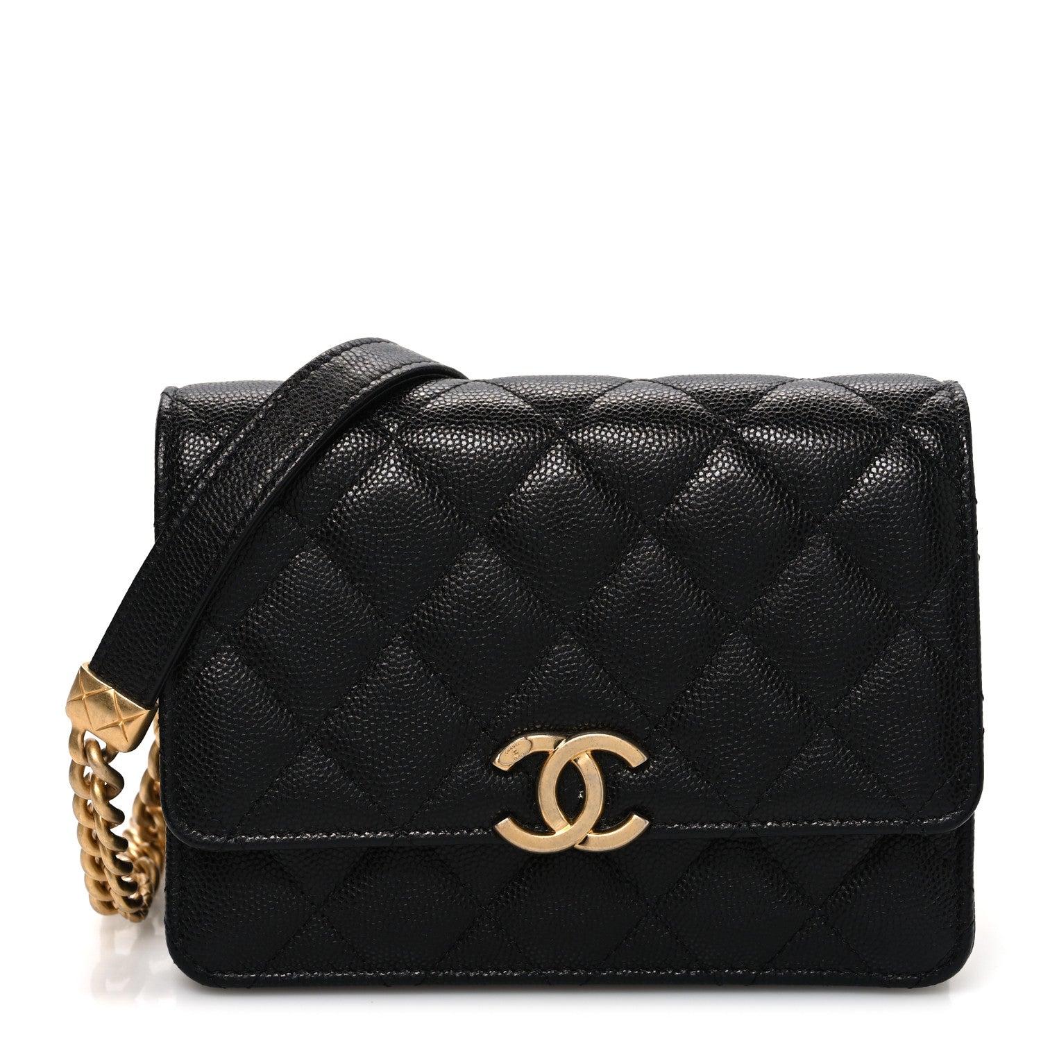 Caviar Quilted Mini Bracelet On Chain Wallet On Chain WOC Black