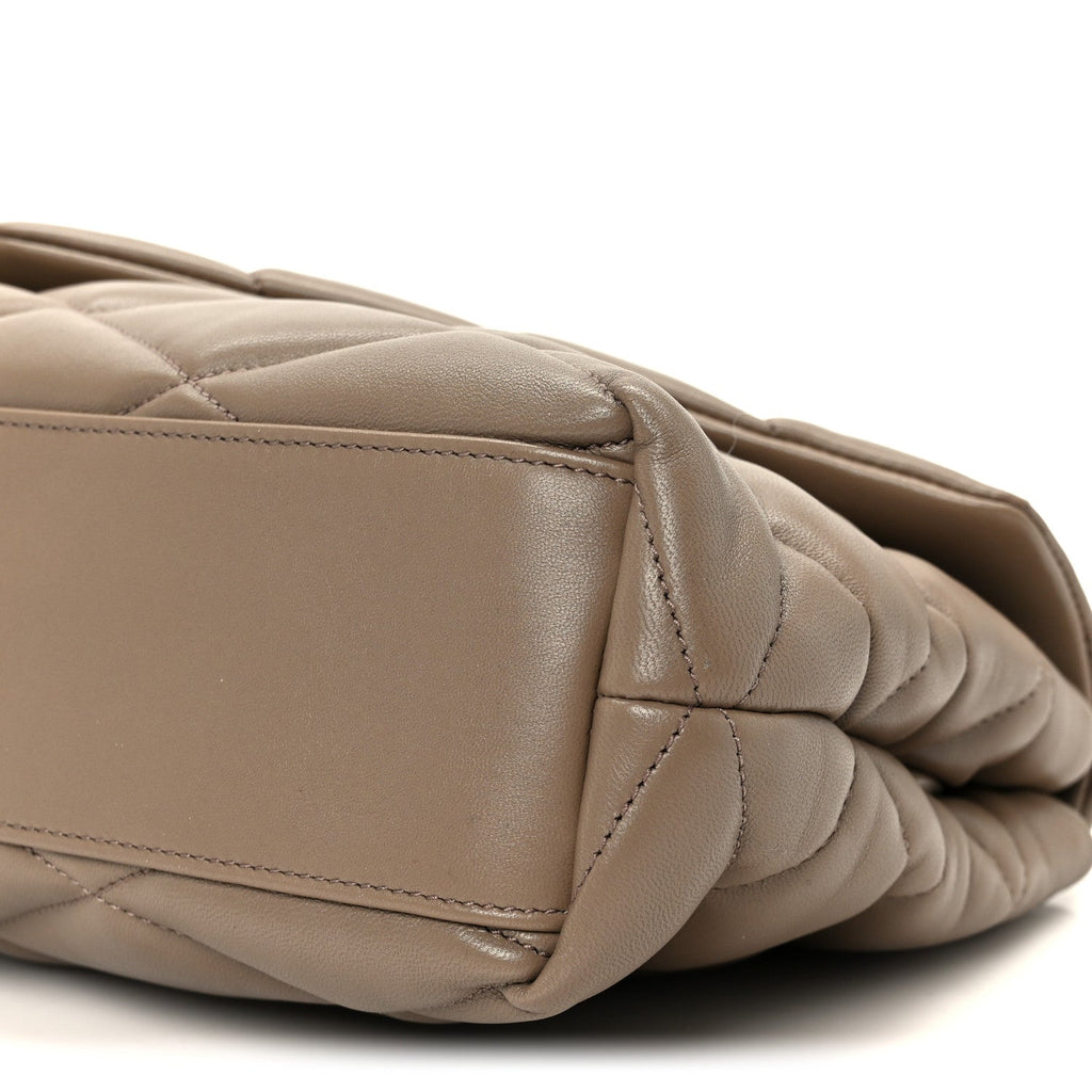 Lambskin Quilted Sade Puffer Envelope Clutch  Taupe