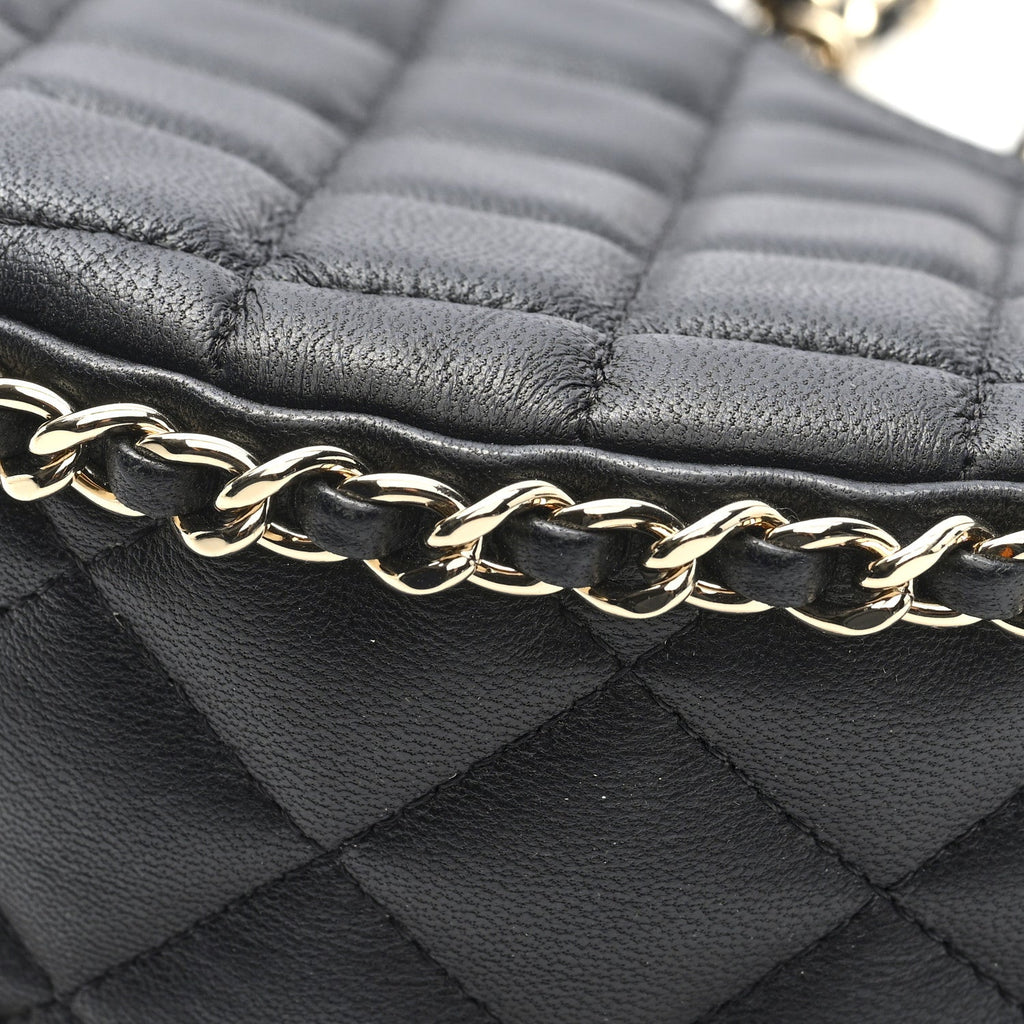 Lambskin Quilted Small Hobo Bag Black