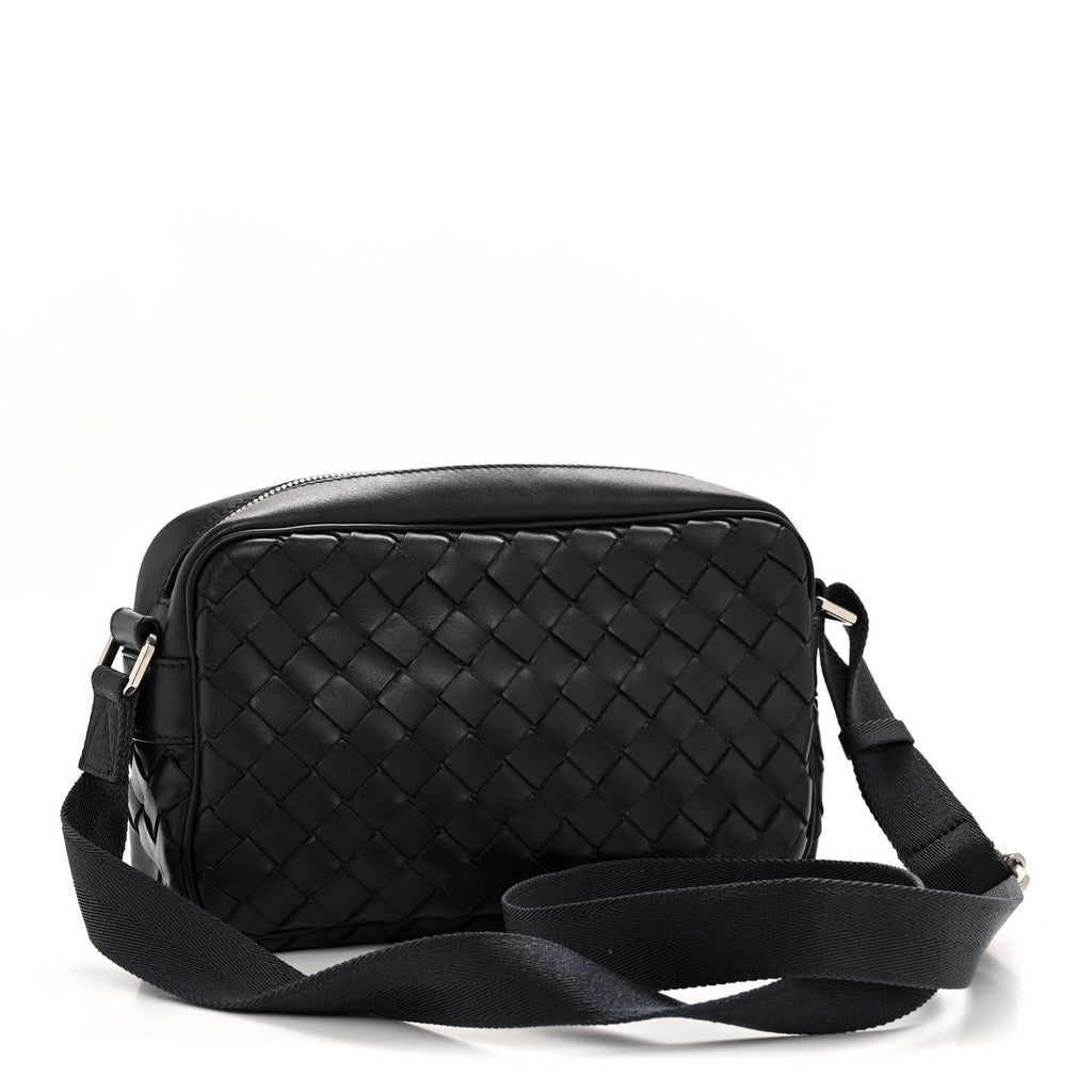 Calfskin Intrecciato Small Camera Bag Navy