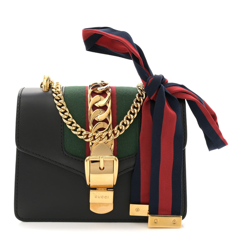 Calfskin Mini Sylvie Shoulder Bag Black