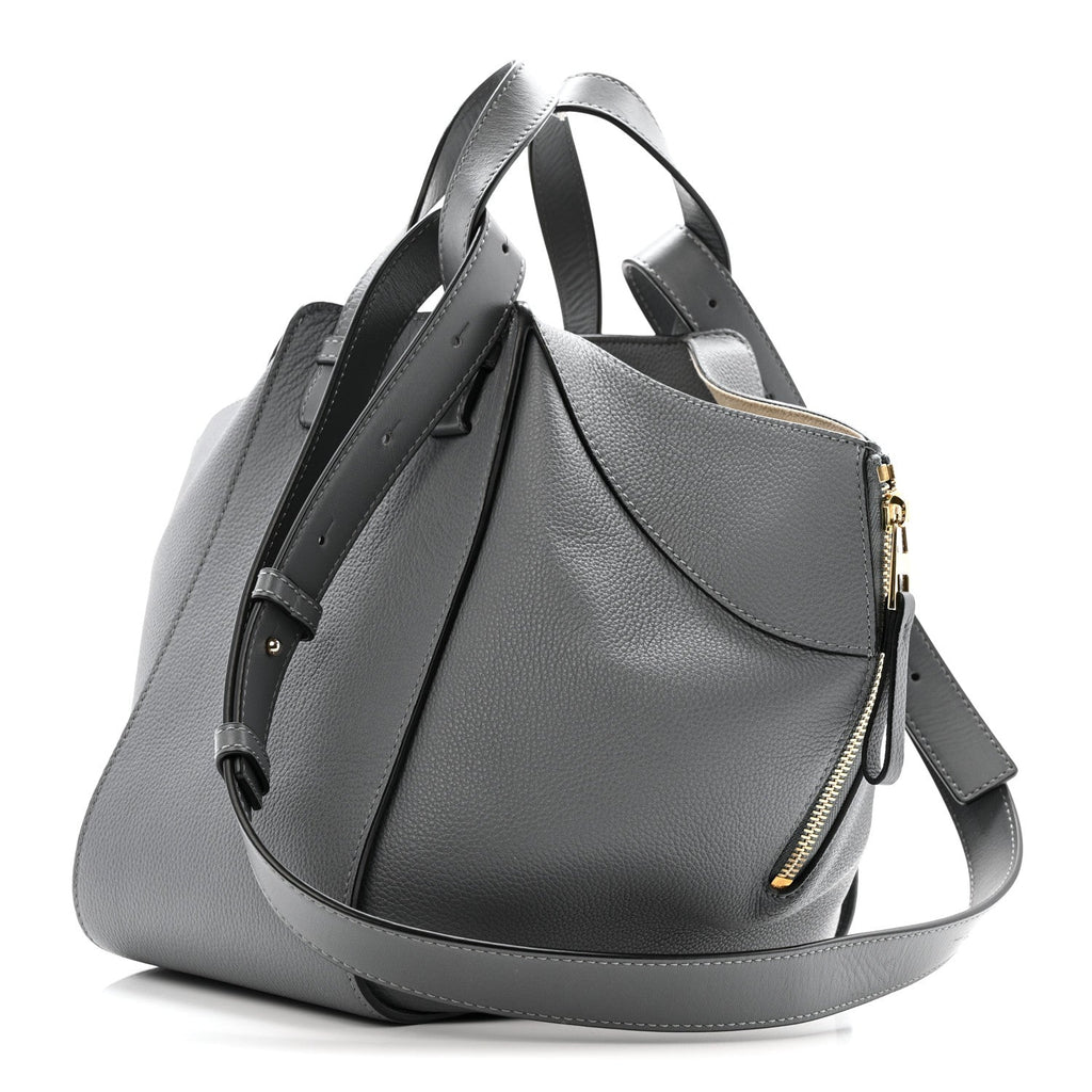 Grained Calfskin Small Hammock Shoulder Bag Asphalt