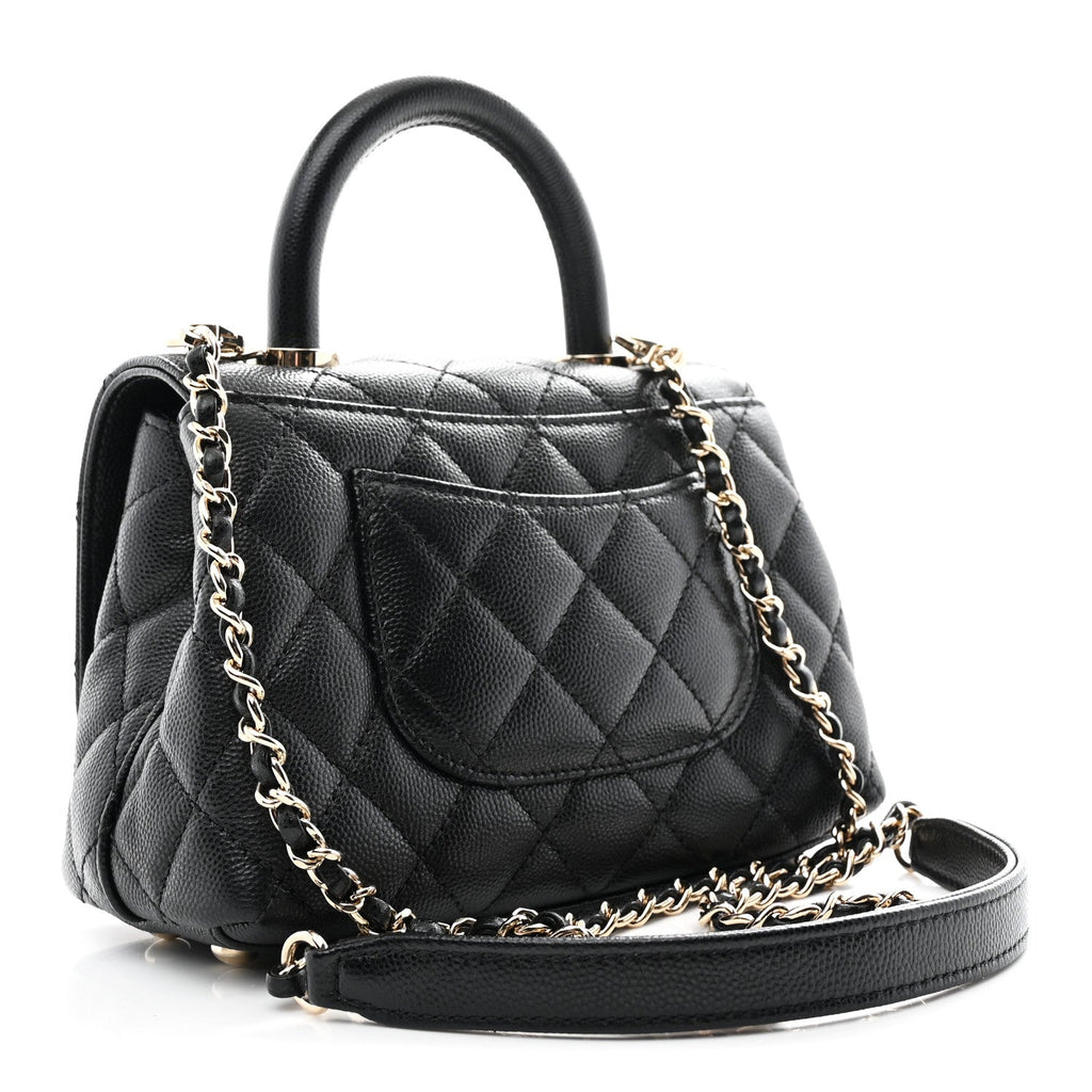 Caviar Quilted Extra Mini Coco Handle Flap Black