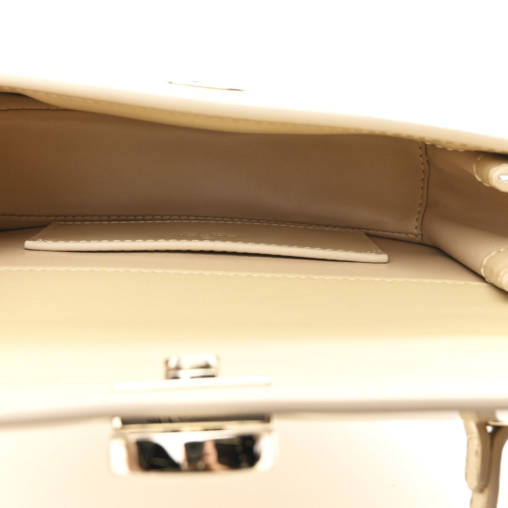 Patent Calfskin GG Half Moon Top Handle Bag Beige