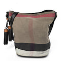Canvas Mega Check Medium Ashby Bucket Bag Brown