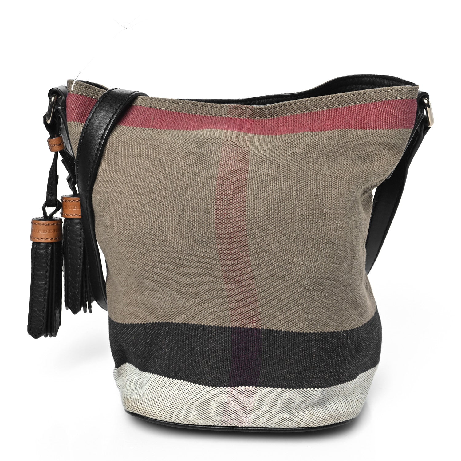 Canvas Mega Check Medium Ashby Bucket Bag Brown
