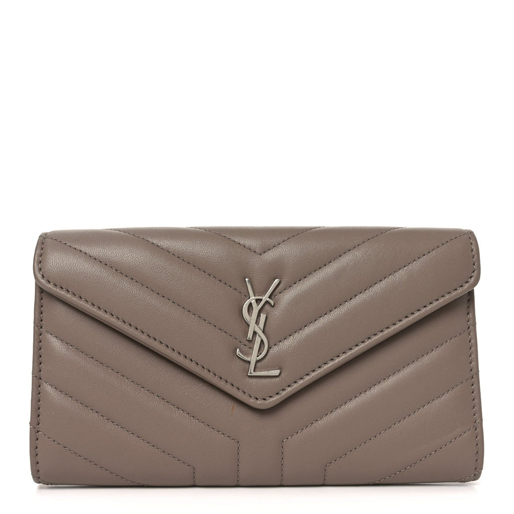 Lambskin Y Quilted Monogram Large Loulou Flap Wallet Mink