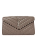 Lambskin Y Quilted Monogram Large Loulou Flap Wallet Mink
