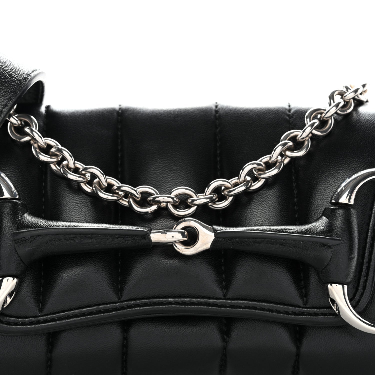 Nappa Vertical Matelasse Small Maxi Horsebit Chain Shoulder Bag Black