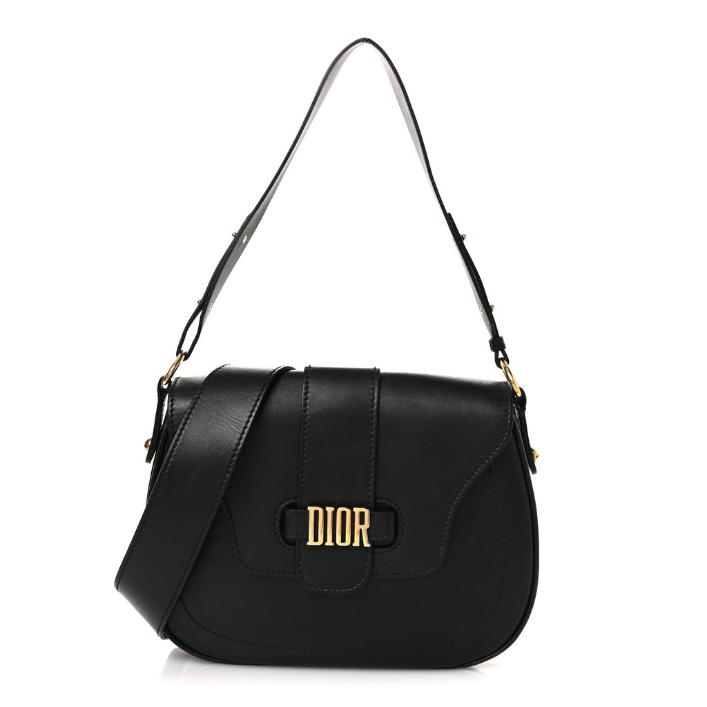 Calfskin D Fence Saddle Bag Black