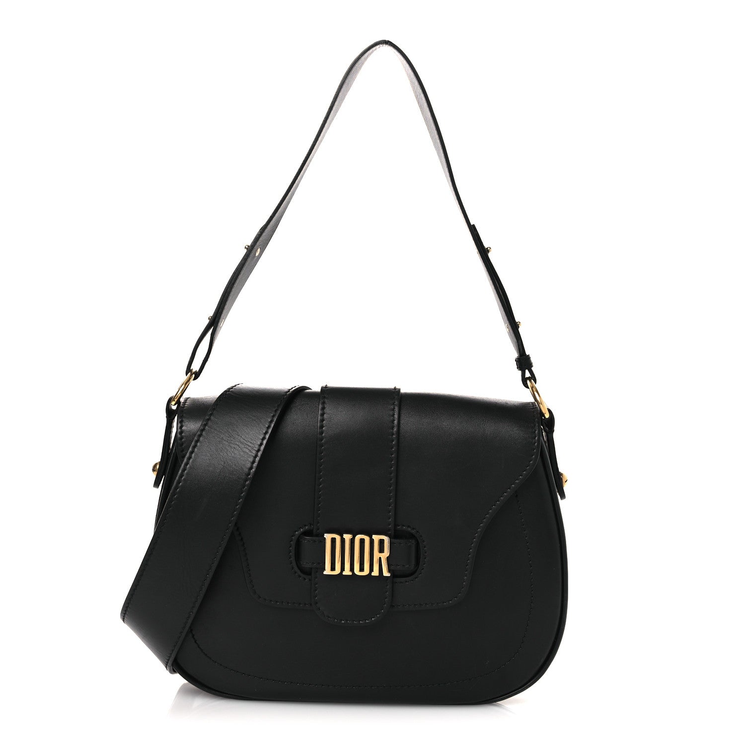 Calfskin D Fence Saddle Bag Black