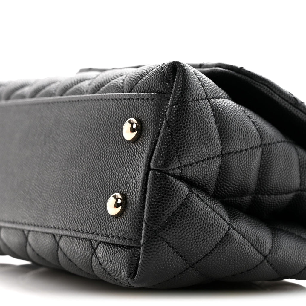 Caviar Quilted Mini Coco Handle Flap Black